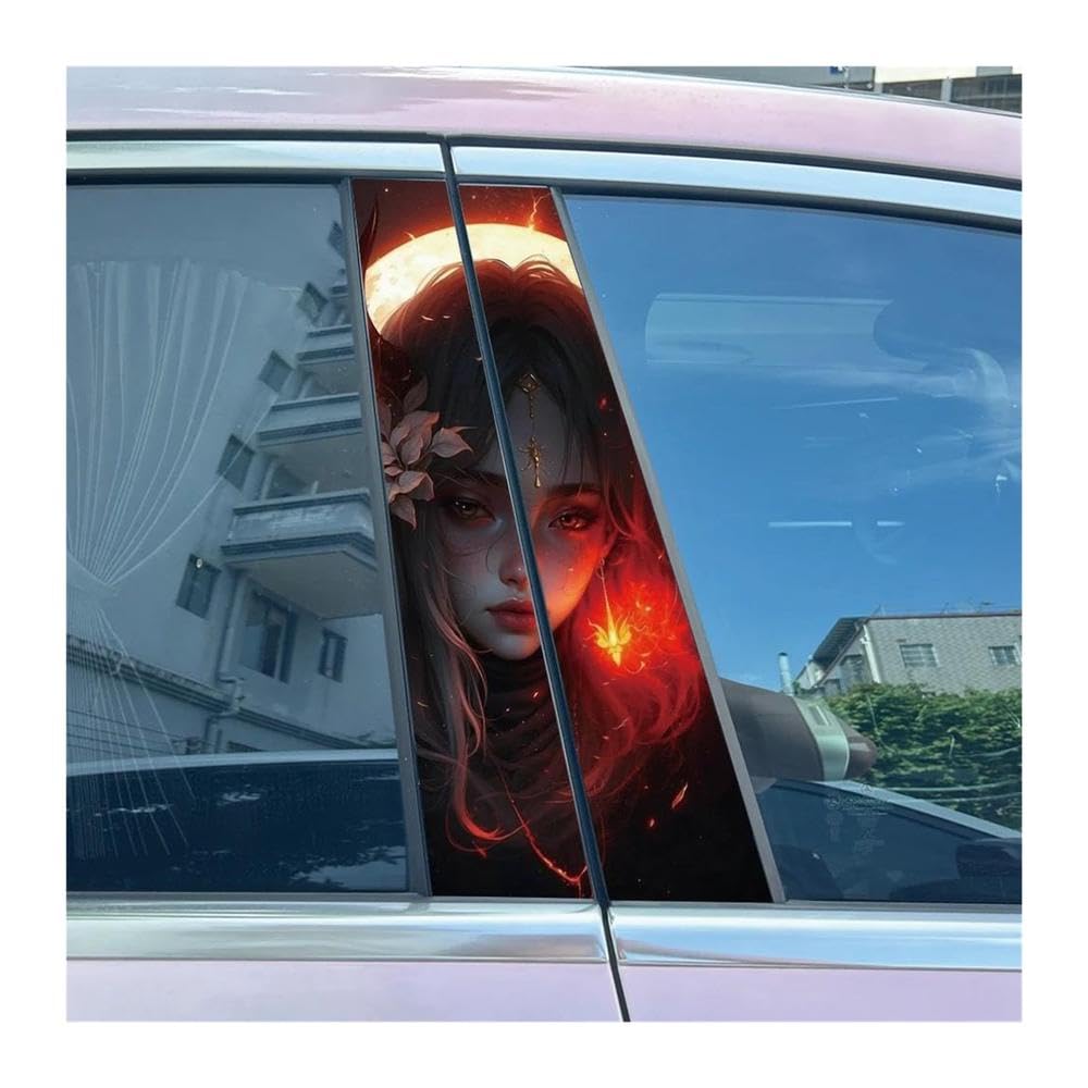 Body Parts 2pcs Car Center Pillar Sticker Tattoo Sister Auto B-Pillar Waterproof Protective Film(E)