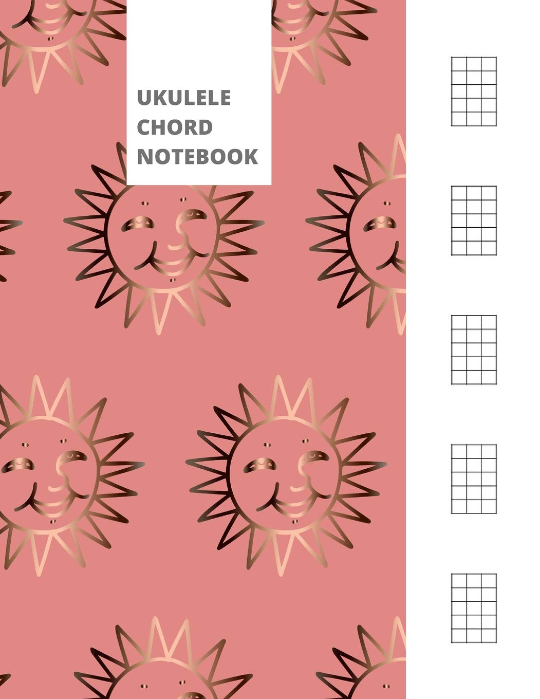 Ukulele Chord Notebook: Blank Ukulele Chord Diagrams | Golden Sun - Pink