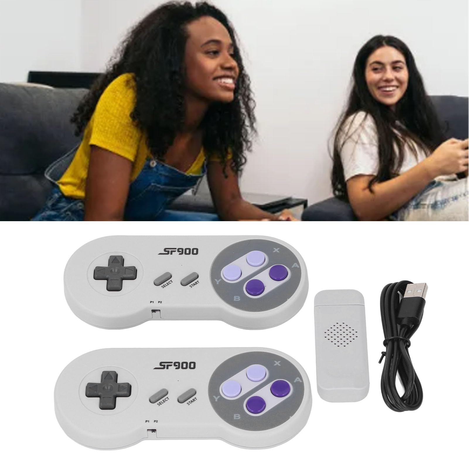 Coppia di console di gioco wireless con slot per schede di memoria Plug and Play ergonomiche retro video stick per TV SFC