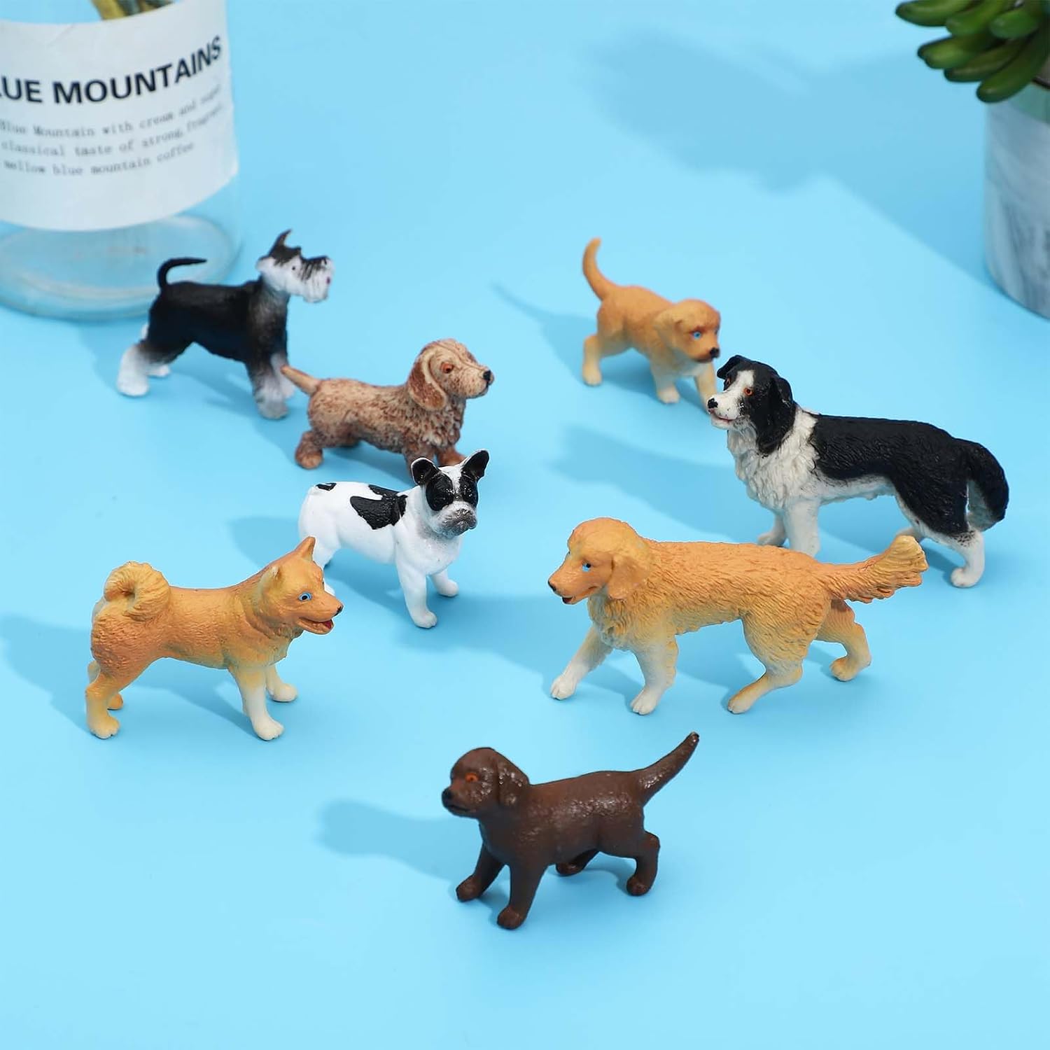 ONEST 20 Pieces Mini Dog Figurines Playset Hand Painted Tiny Dogs Realistic Detailed Plastic Puppy Figures Toys Small Dog Figurines for Kids Adults