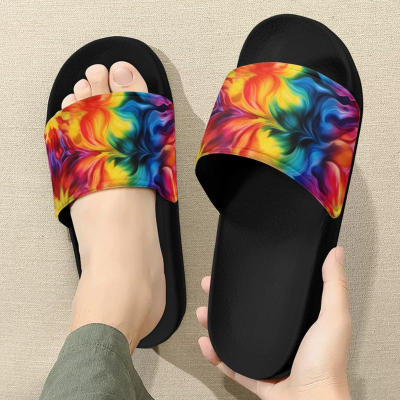 Semioury Tulip Home Slippers for Women Monet Thick Cushioned Sole Shower Bathroom Sandals Tie-Dye Cozy Indoor Outdoor Slipper3