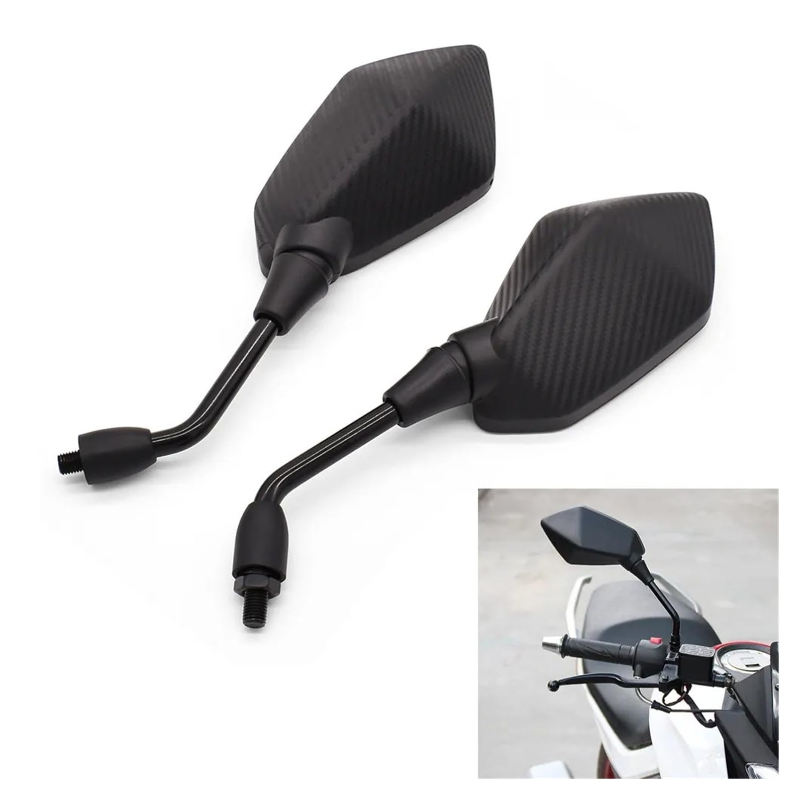 Espejo Retrovisor Motocicleta Para CB1100 CRF1000L ÁFRICA Para TWIN CBF1000 CB 600F F600 Espejo de motocicleta Fibra de carbono Espejos retrovisores de vidrio blanco 2 unids/par Retrovisores Manillar