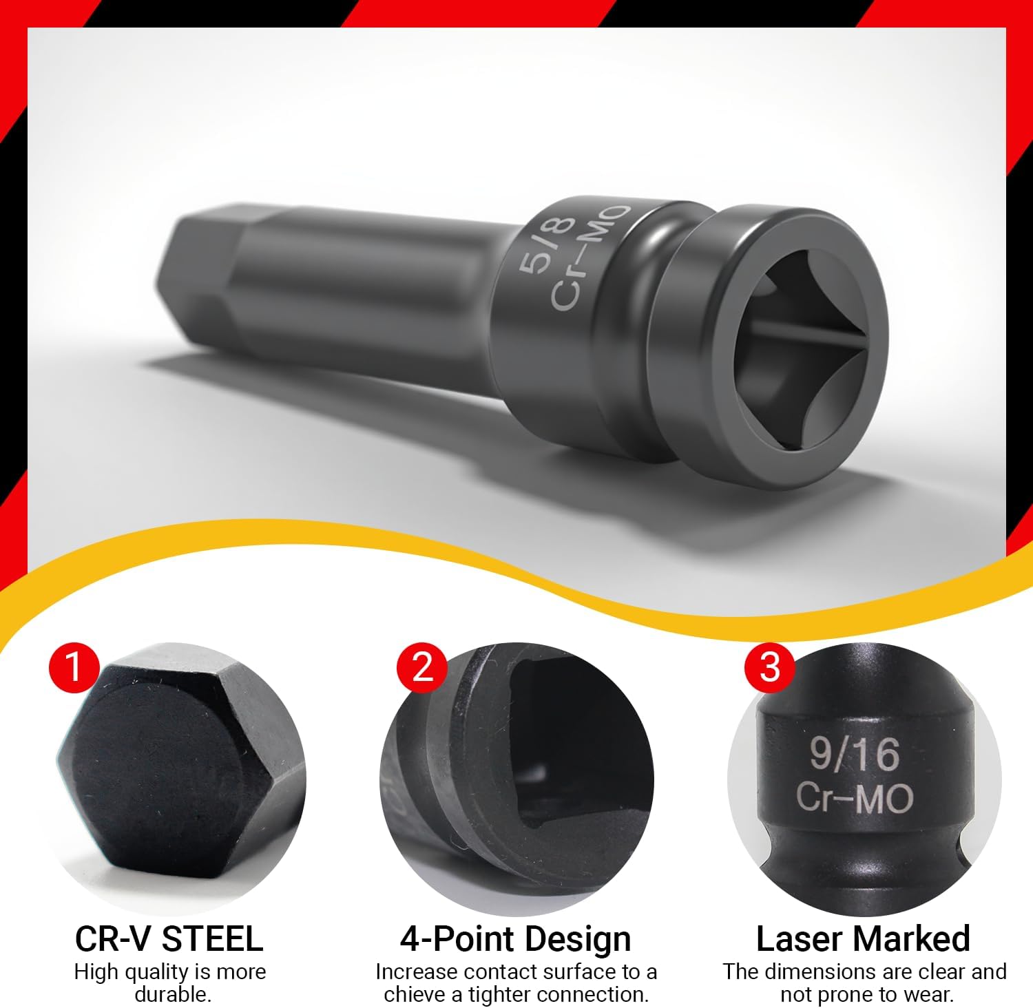 20-Piece 1/2" Drive Master Impact Hex Bit Set, Hex Driver Socket Set, Allen Bit Socket Set, SAE & Metric, (1/4" - 3/4", 6-19mm), Cr-Mo Steel