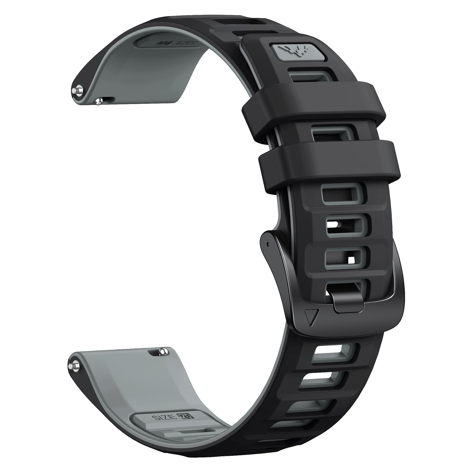 NotoCity for Garmin Vivoactive 5/3 Strap, 20mm for Garmin Forerunner 245/55/165/645, Venu SQ/2 Plus Strap, Replacement Silicone Watch Strap for Vivomove 3/HR/Luxe/Style(Black/Gray)