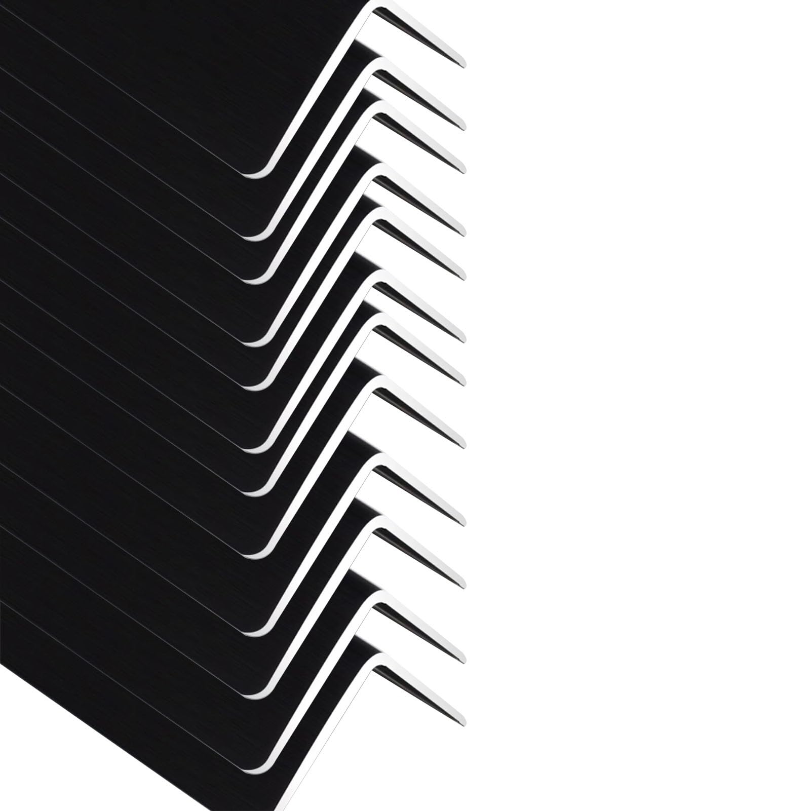L Molding-protectores de esquina de aluminio, ángulo de 90° para decoración de pared, protector de esquina de pared autoadhesivo negro, tira de borde de 2, 4, 8, 12, 16, 20 unidades, 12 unidades