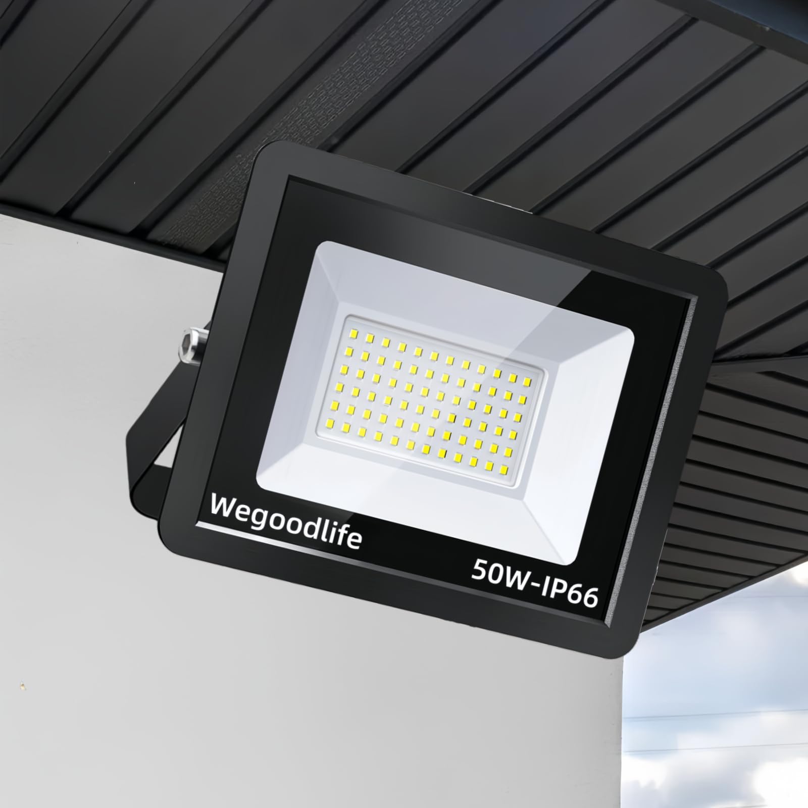 Wegoodlife 50W LED Floodlight Outdoor, Super Bright 3995 Lumen LED Security Light, Waterproof IP66, 6500K Cool White Outside Lights, 120° Beam Angle, Mains Powered Flood Light for Garden, Garage — image 1