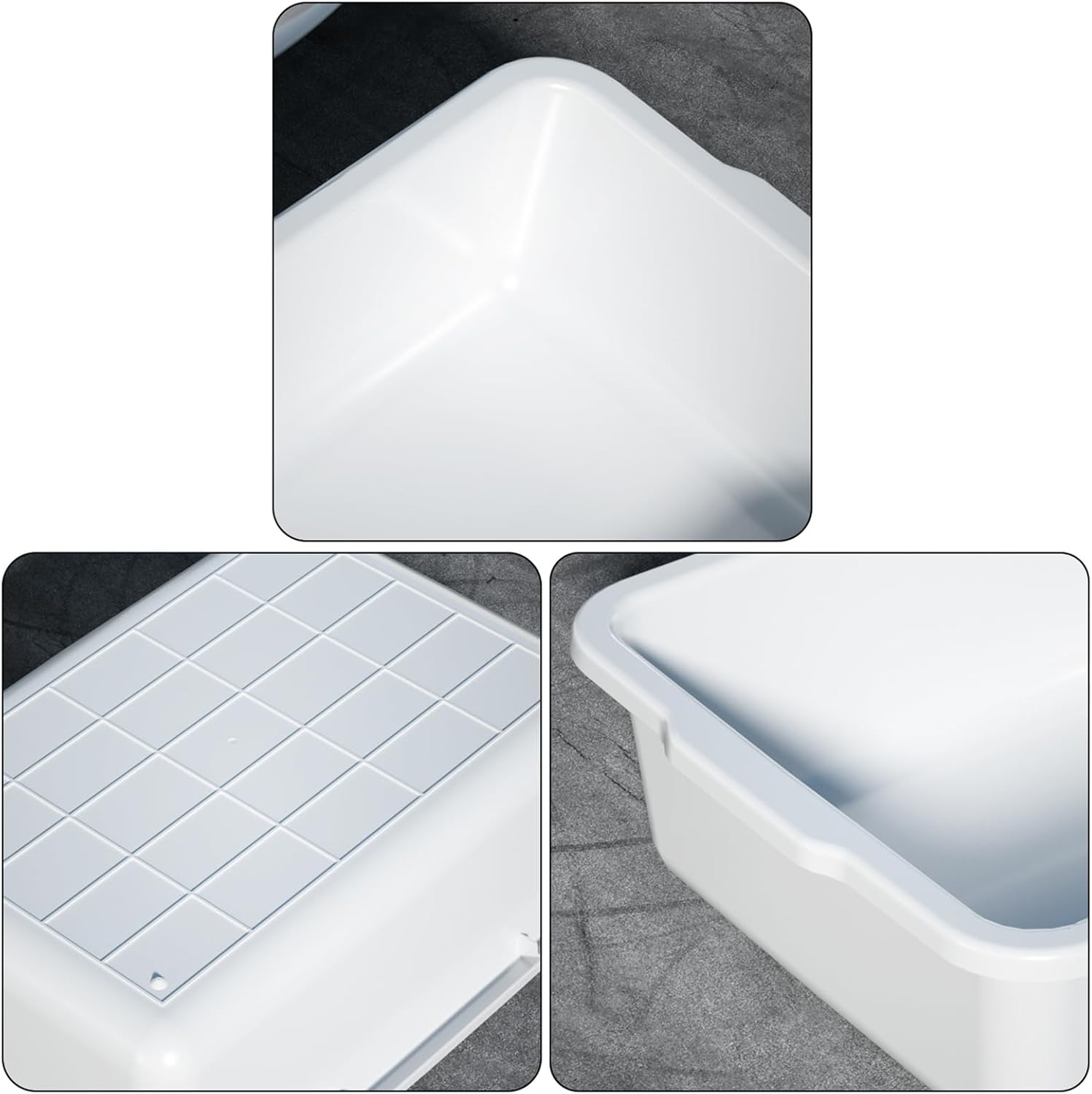 23 L Plastic Commercial Bus Tubs, Large Utility Tote Bus Box, White, 4-Pack