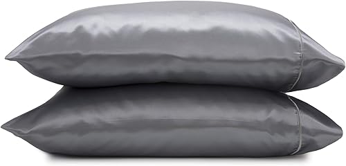 Paquete de 2 fundas de almohada estándar - Fundas de almohada suaves y sedosas - Satén - Ideal para cabello y piel - Lujo - Fundas de almohada de