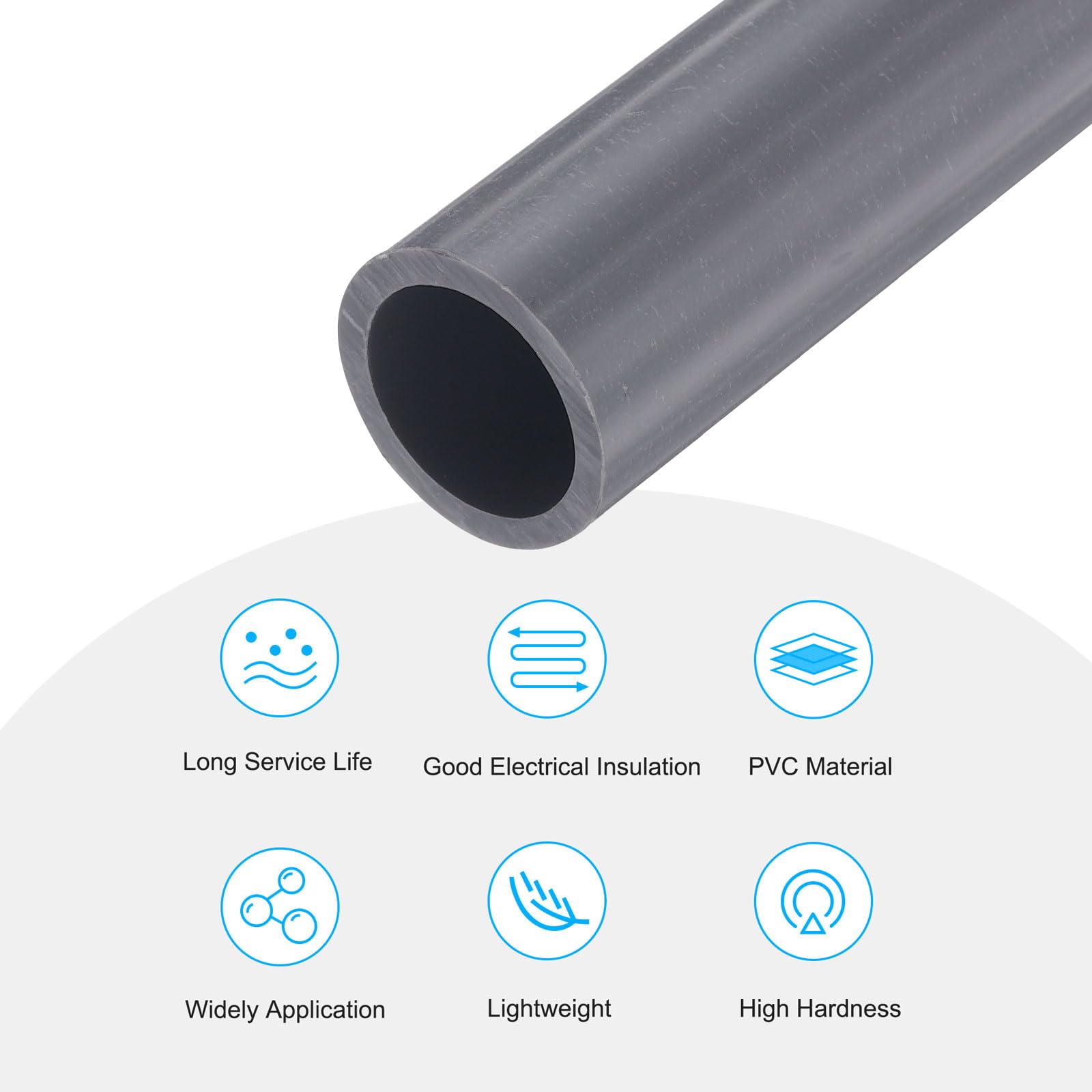 QUARKZMAN Rurka z PCW Rigid Tube okrągła rurka 15,4 mm ID 20 mm OD 9" długość Light Grey High Impact for Water Pipe, Crafts, Cable Sleeve