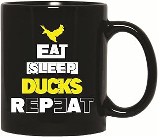 Gift for Ducks Lovers Showing Humor with Eat Sleep Ducks Repeat Theme 11oz 15oz Black Coffee Mug