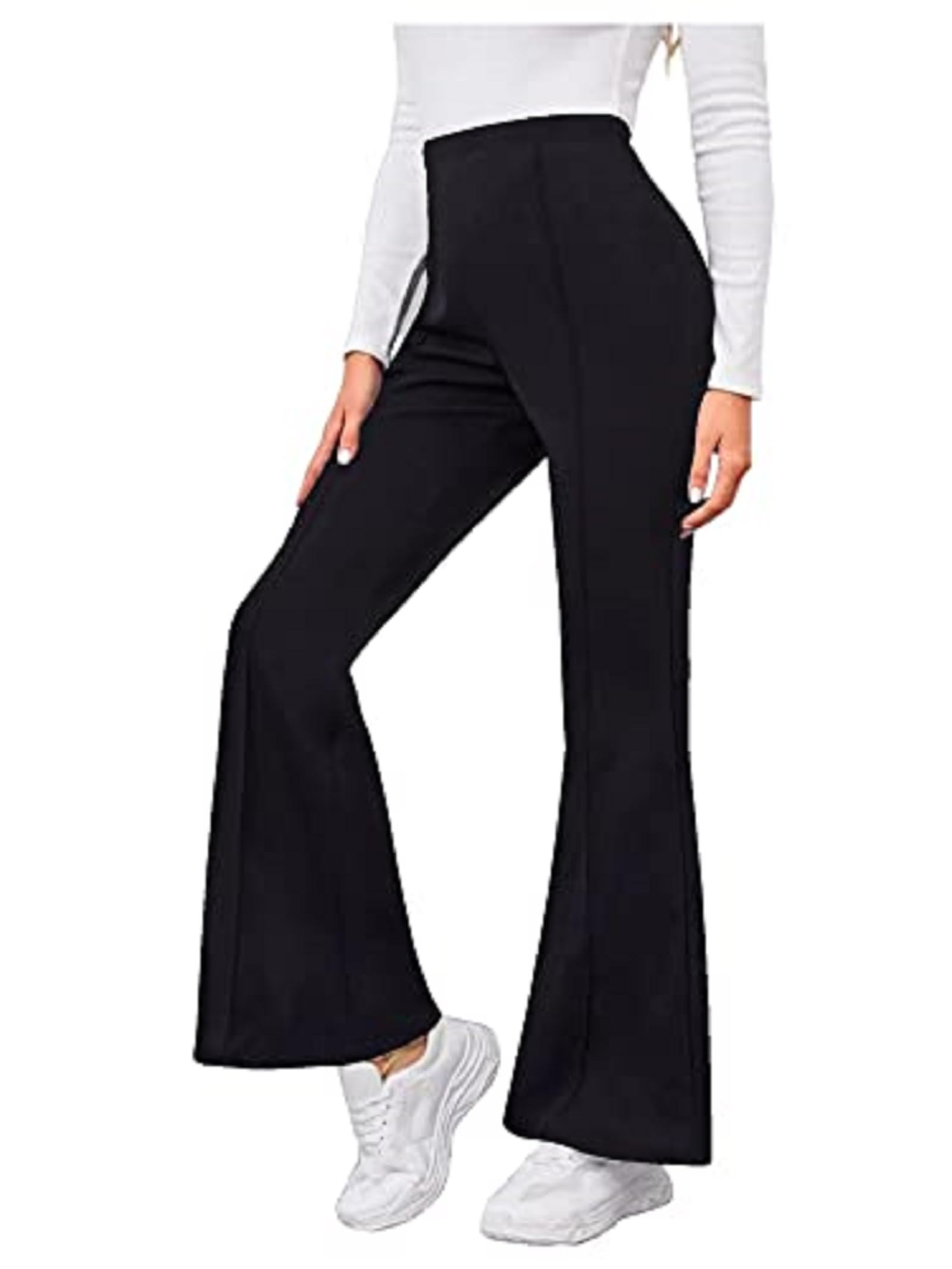 navyankaa Women's Bell Bottom High Waist Trouser, Elastic Flared Bootcut Pants, Stretchy Parallel Leg for Casual Office Work wear-picture-30