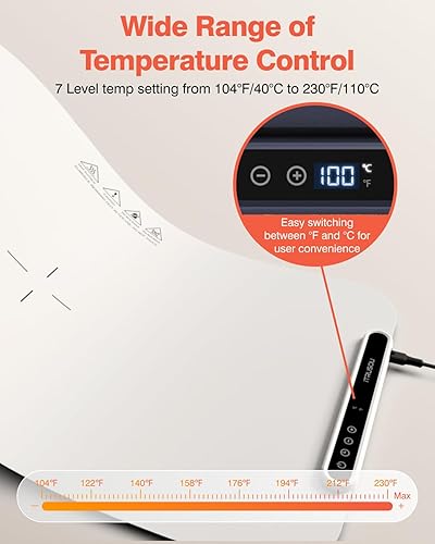 Miniatura 2 de Food Warming Mat, iTRUSOU 27.5x16'' Electric Warming Tray with 7 Temp-Settings, 1-99h Flexible Timer, Switchable °F/°C, Rollable Food Warmer Keep