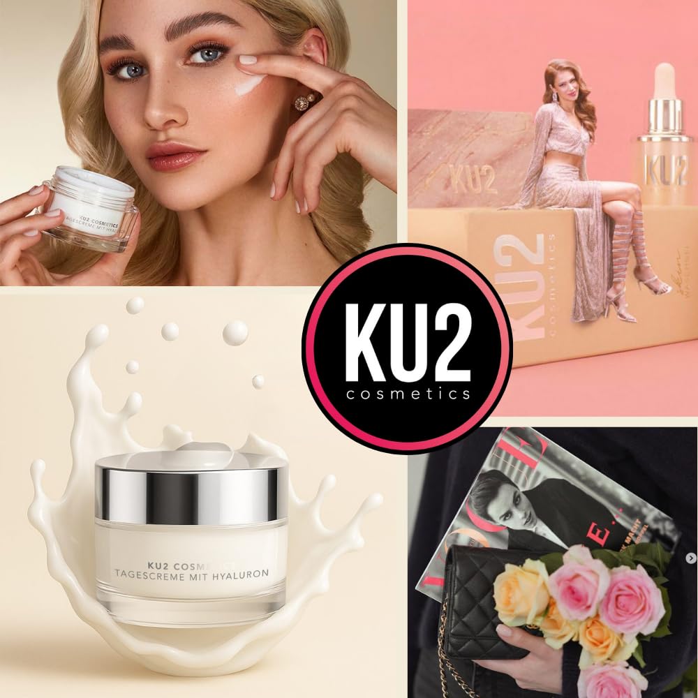 KU2 Cosmetics Hyaluron Tagescreme Gesicht, 50ml | Feuchtigkeitsspendende Gesichtspflege für glattere, prallere Haut, Gesichtscreme für Damen & Herren
