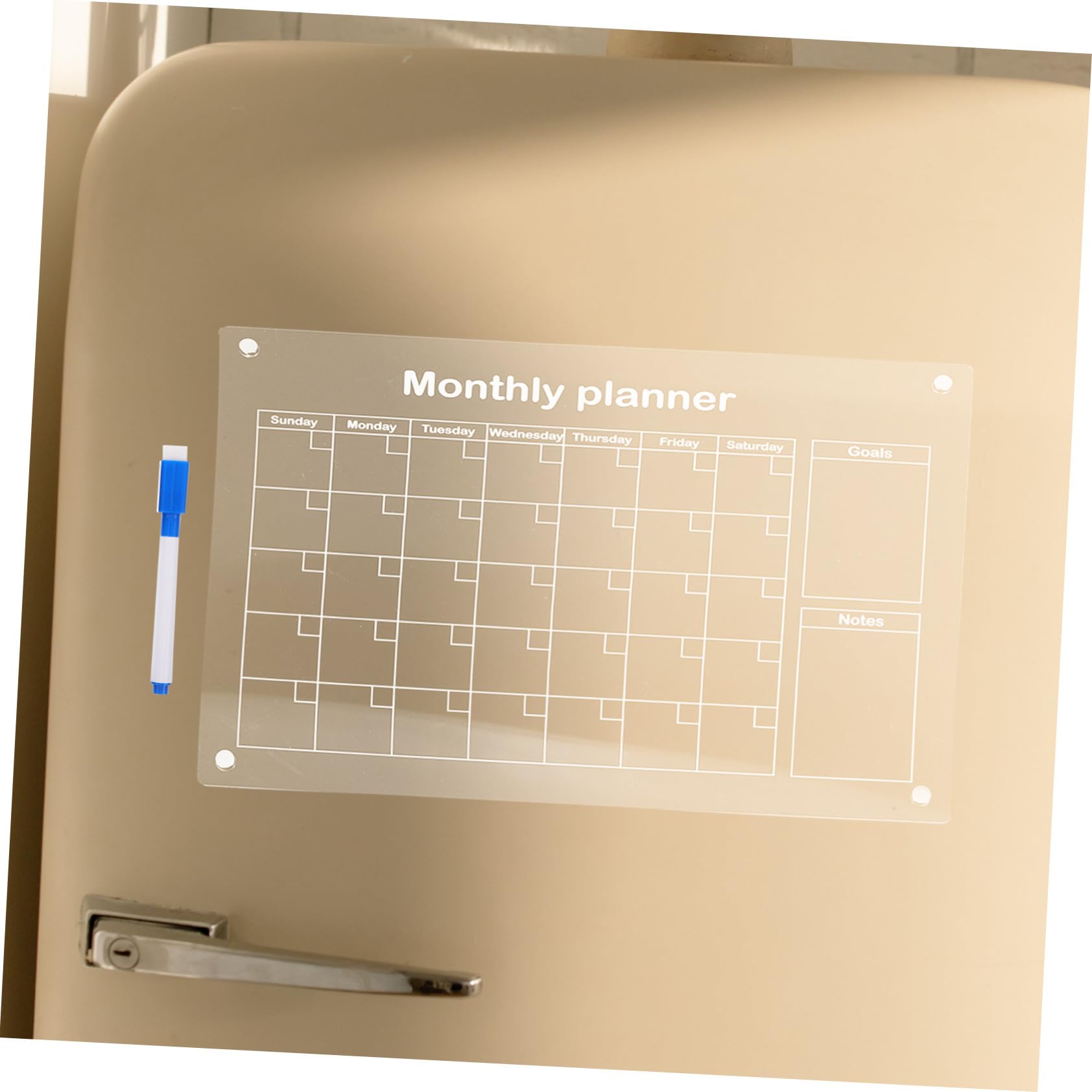 Tablero De Notas Magnético Pizarra Acrílica Transparente Para Nevera Tablero De Planificación De Borrado Seco Reutilizable Para Cocina Oficina Con Marcadores