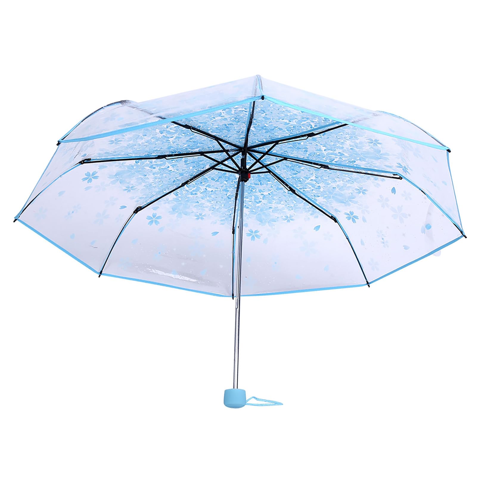 Aoutecen Transparent Cherry Blossom Umbrella Transparent Dome Umbrella Exquisite Workmanship for Outdoor activities(blue)