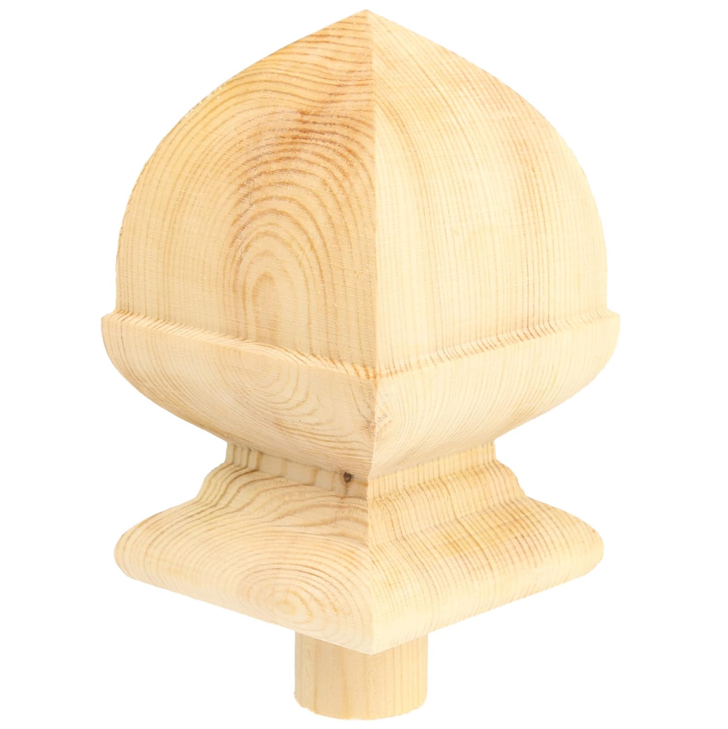 Jackson Woodturners Pine Square Acorn Newel Cap – 84.7mm x 84.7mm x 135mm – Unfinished Pine Stair Part