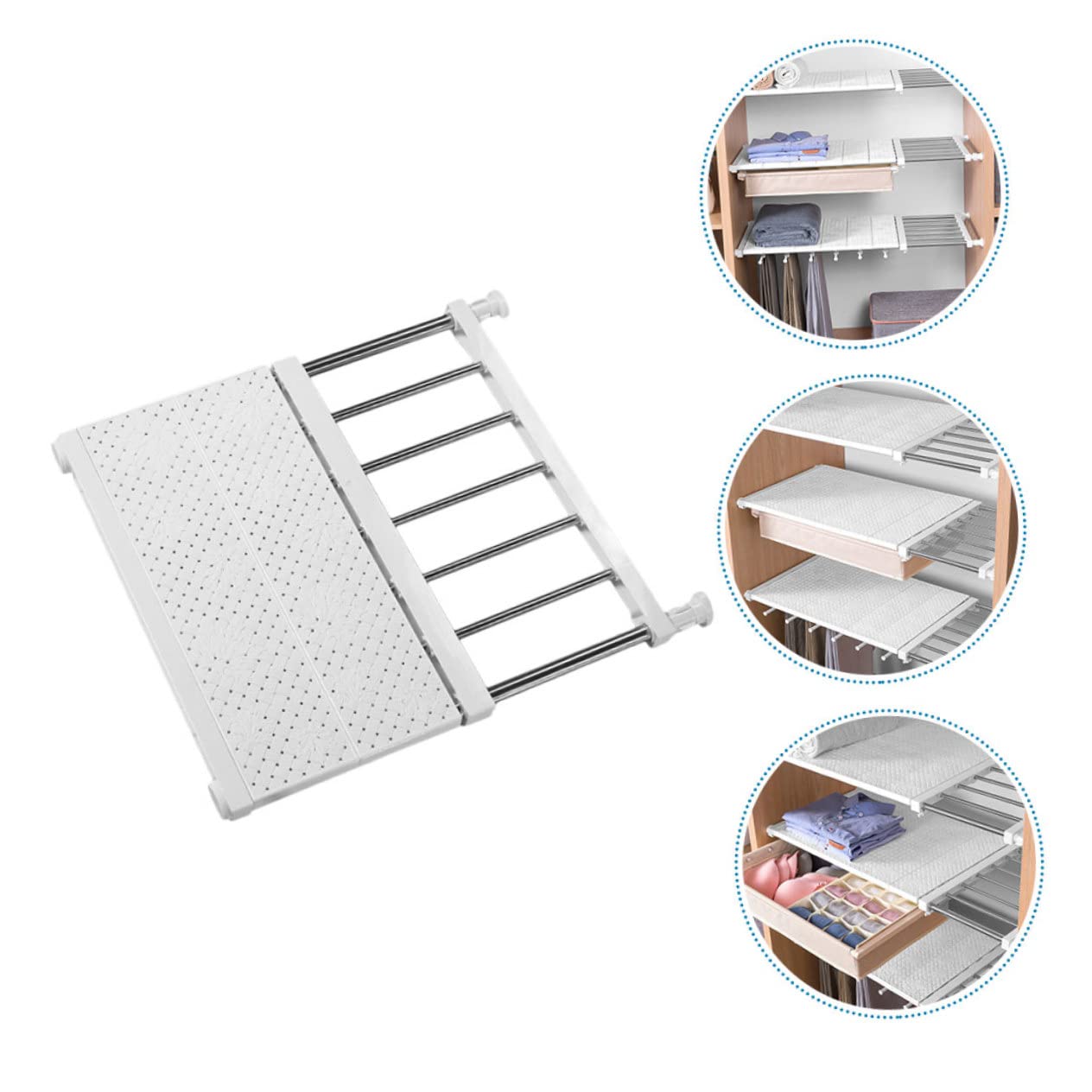 VICASKY Scaffale Regolabile per Armadio, Divisorio per Guardaroba Domestico, Espandibile, in Acciaio Alto Tenore e Abs, per Camera e Casa, Bianco