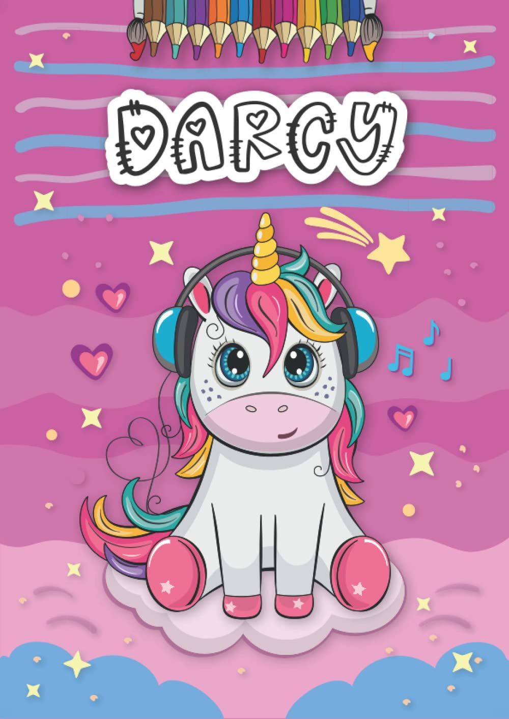 Darcy: Personalized Coloring Book for Darcy | Theme: Unicorn | Birthday gift for girl, daughter ... | Ages: 4-8 | 25 unicorn designs with name Darcy, Large size A4 (ca. 8.5 x 11 inches)