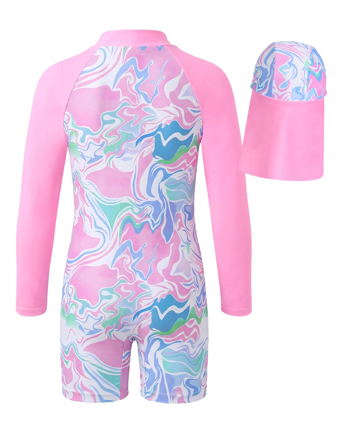 JiAmy Maillot de Bain Fille, Une Pièce Maillot de Bain pour Fille Plage à Séchage Rapide Anti UV pour Enfants Maillot avec Fermeture éclair 4-9 Ans