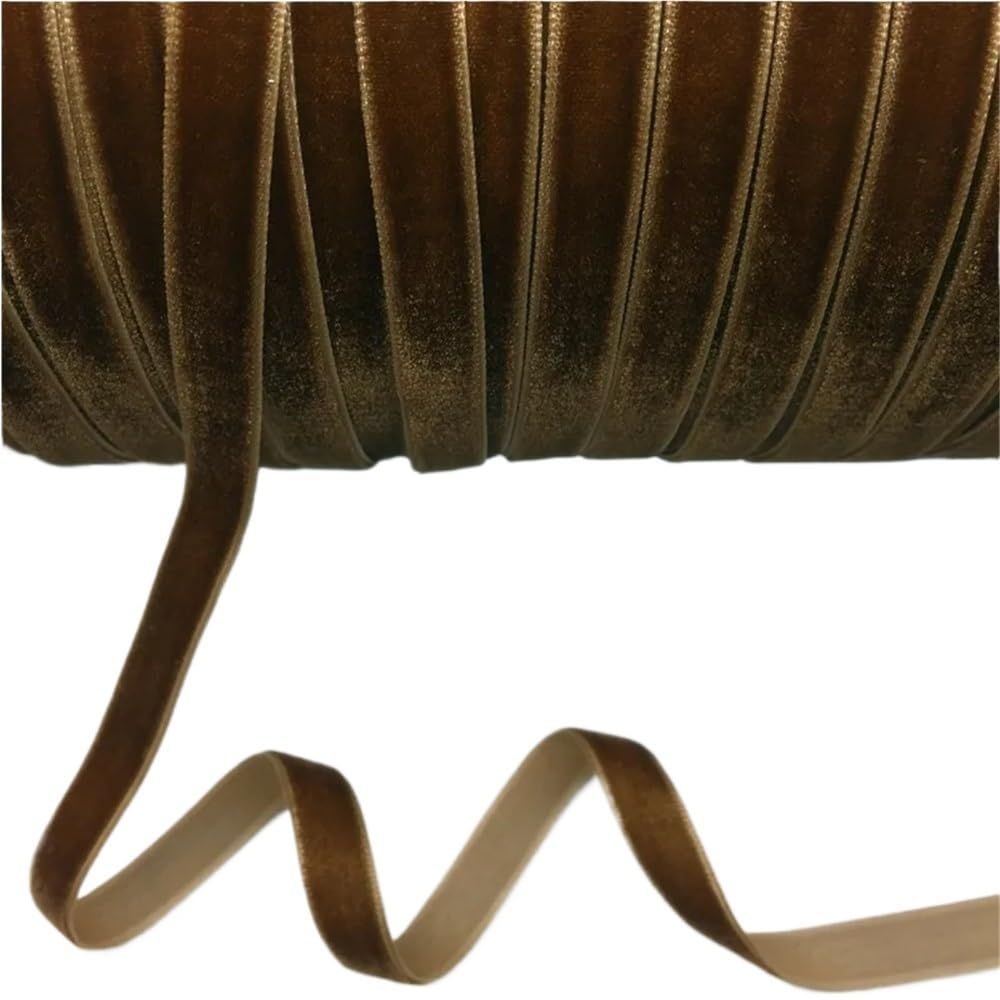 WEITINGKKK Ribbons for Gift Wrapping, Home Decor Velvet Ribbon 5 Yards 10mm Multicolor 1 Roll(Deep Coffee)