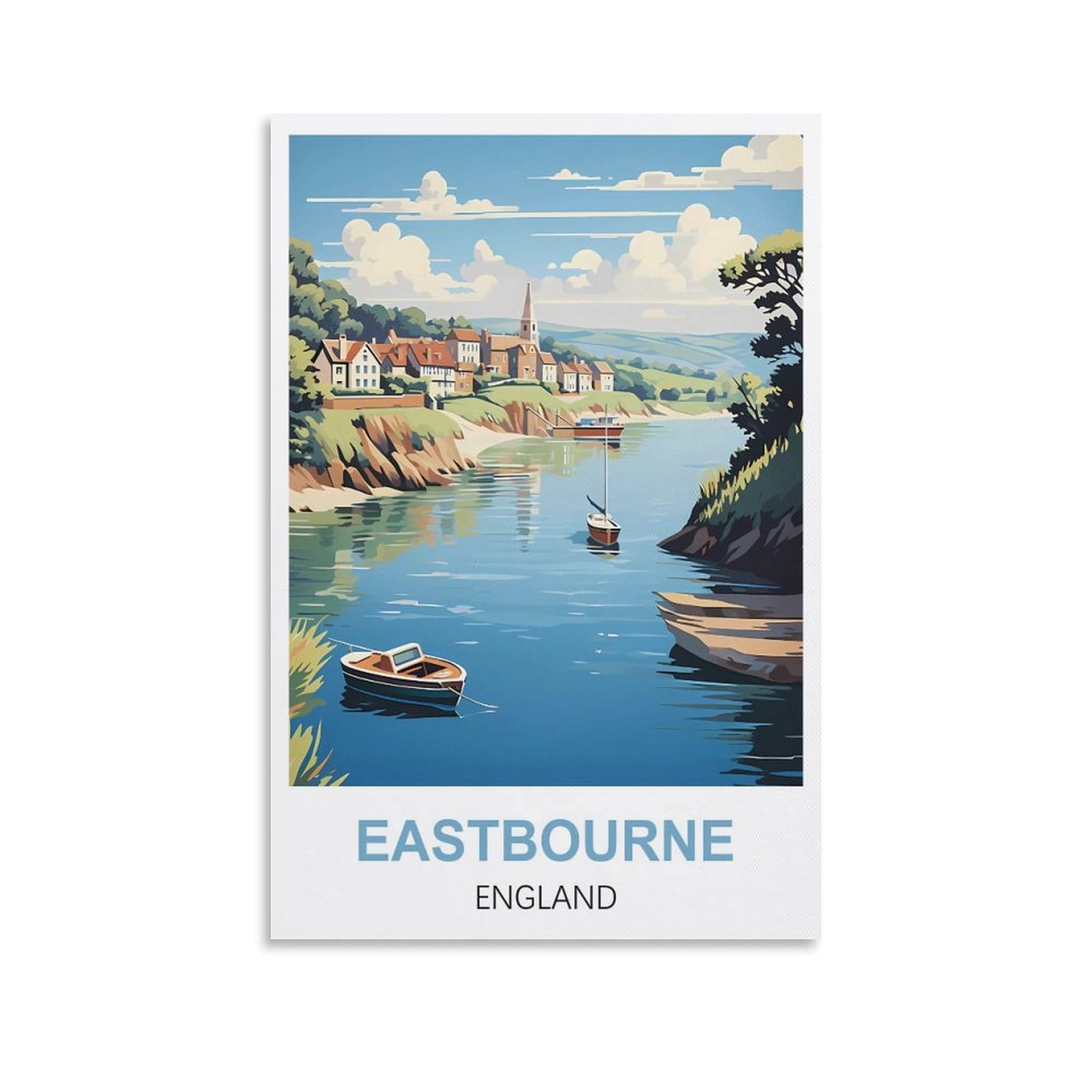 Tin Sign Plaque Eastbourne England Wall Art Decorative Plaque Decor for Home Livingroom Bedroom Cafes Coffee Bars Decoration Gifts 20x30cm