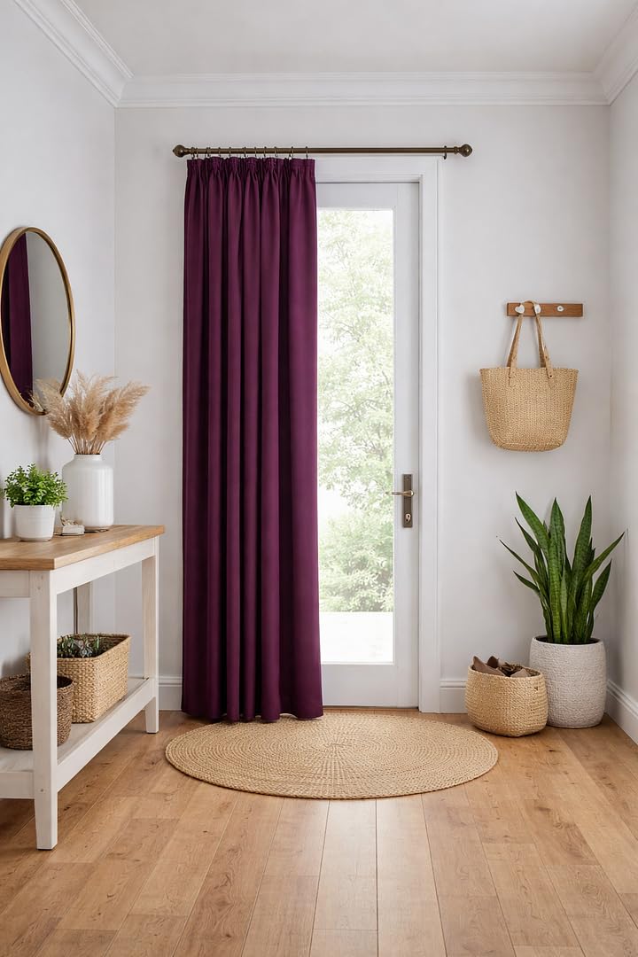 John Aird Blackout Curtains Pencil Pleat with Tie Backs (Aubergine, W 66" x L 84" (1 Panel) Thermal Energy Saving Curtains for Bedroom & Living Room โ image 1