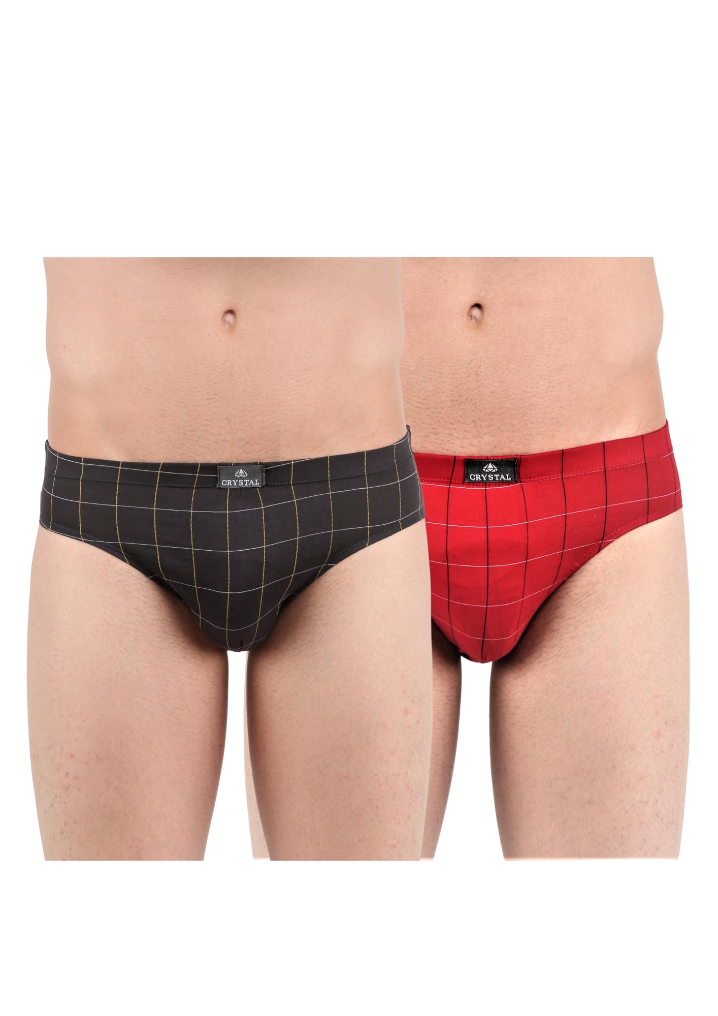 Italia Brief Men's Super Combed Cotton Checkered Brief with Concealed Waistband | Assorted | (Pack of 2)-image-23