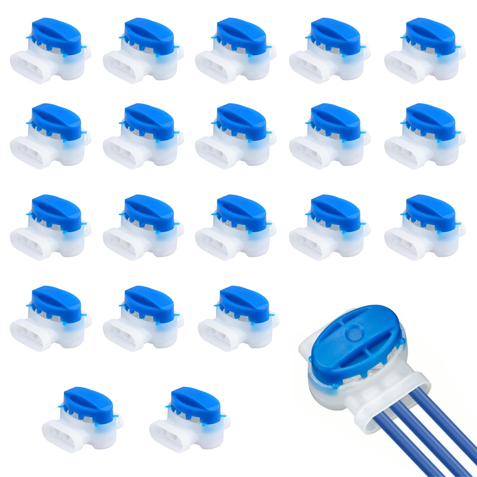 DOETYD 20Pcs Waterproof Cable Connector, Electrical Wire Connectors for Robotic Lawn Mowers, Irrigation Systems, Outdoor Wiring Projects, Lawnmower Cable Repair Kit
