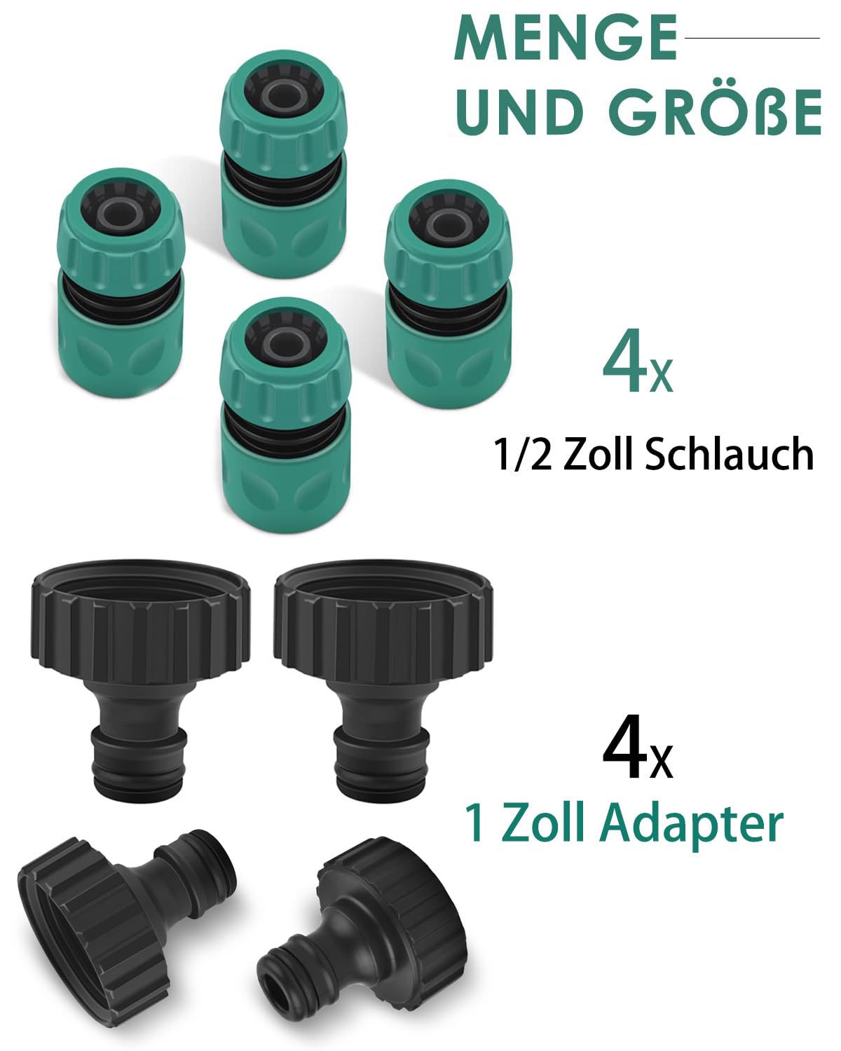 8 Raccords Tuyau D’arrosage 1/2" - Double Connecteur Universel, étanche, Pour Jardin & Irrigation