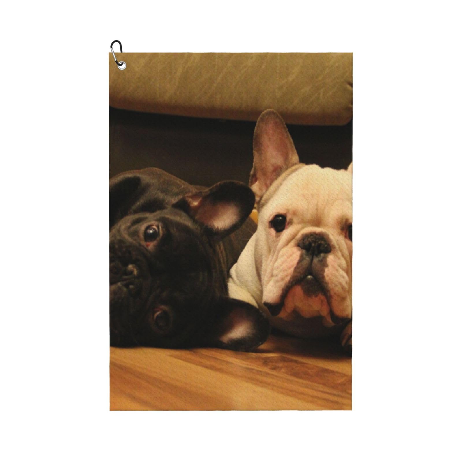 Hnnkloy French Bulldog, 16x24 in Portable Waffle Golf Towels with Carabiner Clip for Golf Bag