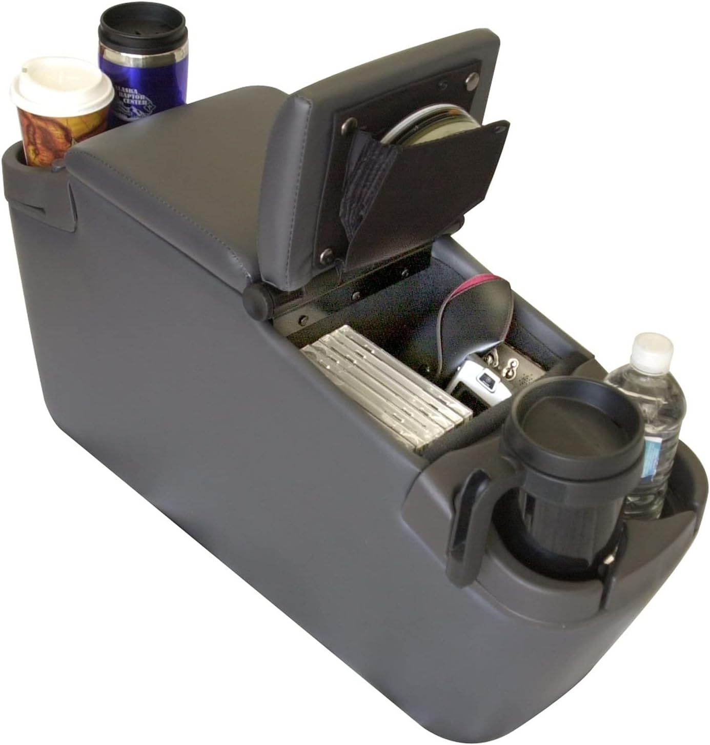 RAMPAGE PRODUCTS Padded Storage Console for Mini Van | Charcoal | 39923 | Universal Mini Van