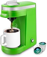 Vista 1 de Cafetera individual CHULUX, pequeña cafetera de una taza para cápsulas K pod y café molido, verde