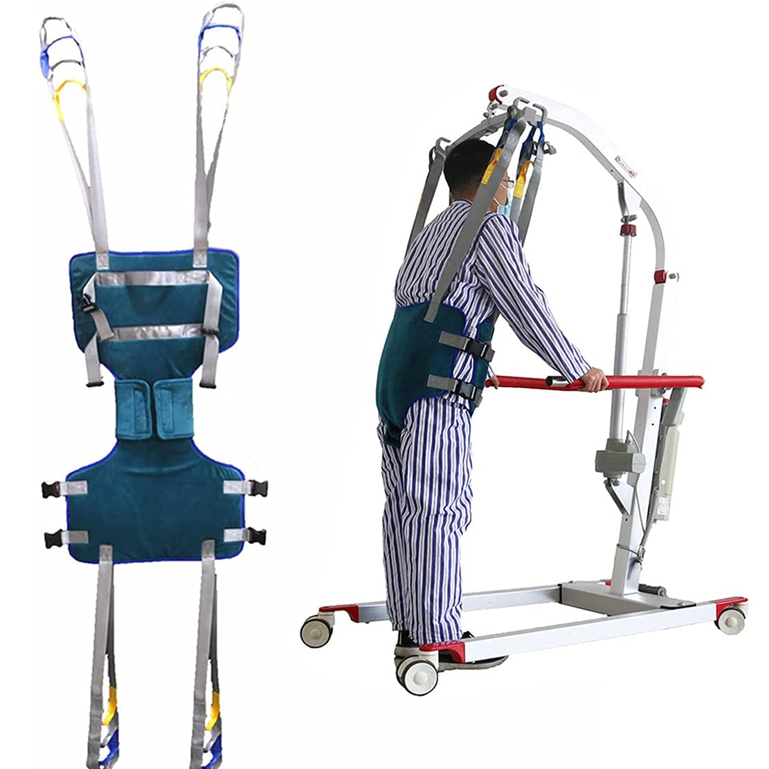 Cinturón De Transferencia Médica De Elevación, Arnés de Elevación de Paciente de Cuerpo Completo, Grúa de Paciente para Enfermería, Ancianos, Discapacitados,Large