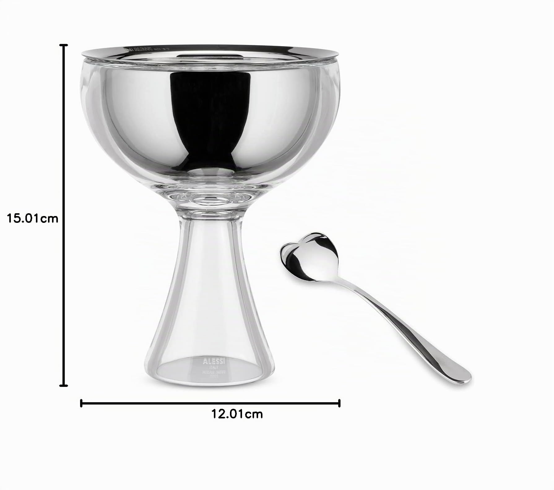 Alessi Big Love AMMI01S I - Set con Coppa per Gelato in Acciaio Inossidabile 18/10 e Resina Termoplastica e Cucchiaino da Gelato in Acciaio Inossidabile 18/10 Lucido, Ghiaccio