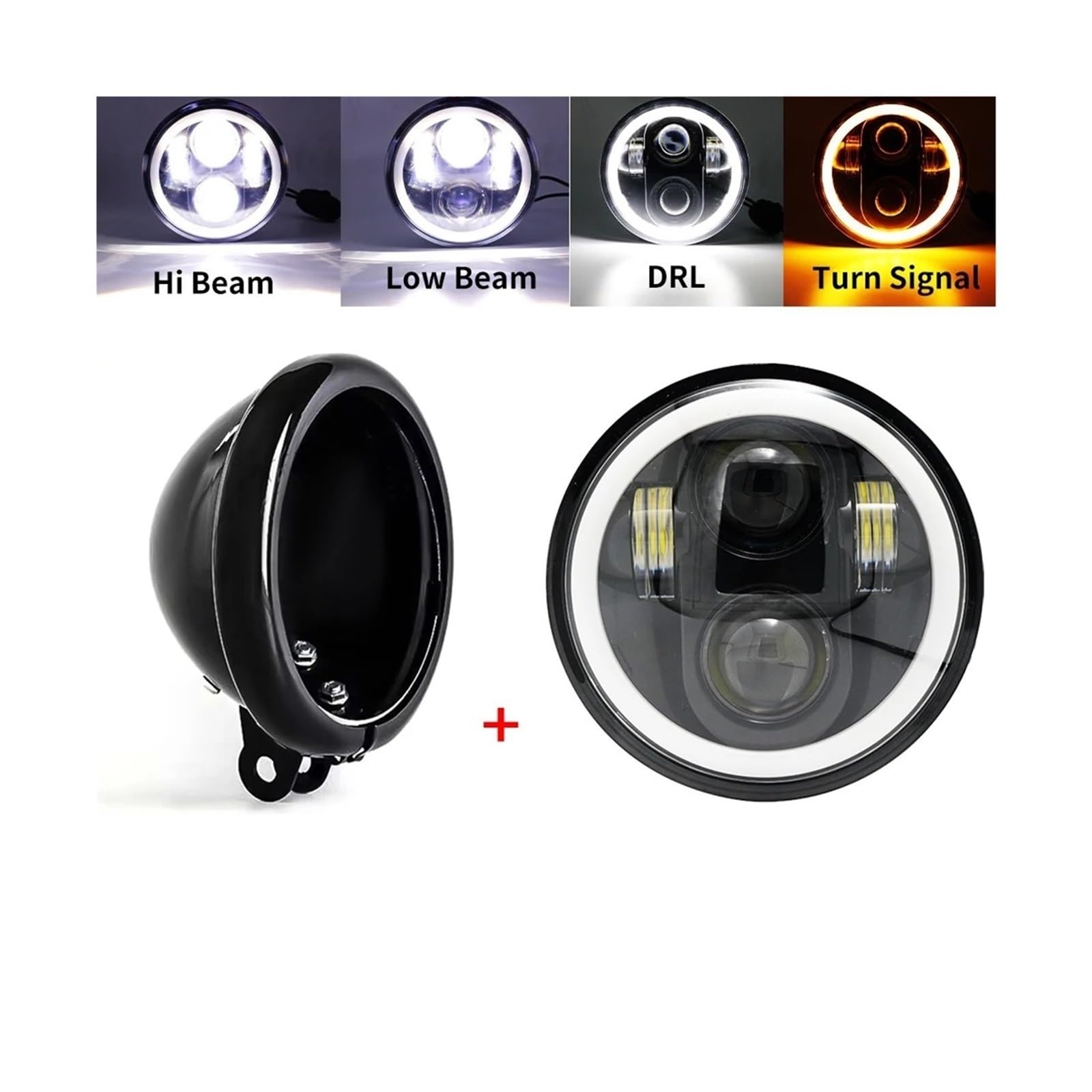 Per Dyna Per Sportster XL1200 XL883 FXD Choppers Kit Faro E Alloggiamento Da 5,75 Pollici Anteriore A LED 5-3/4 Fanale Anteriore Moto
