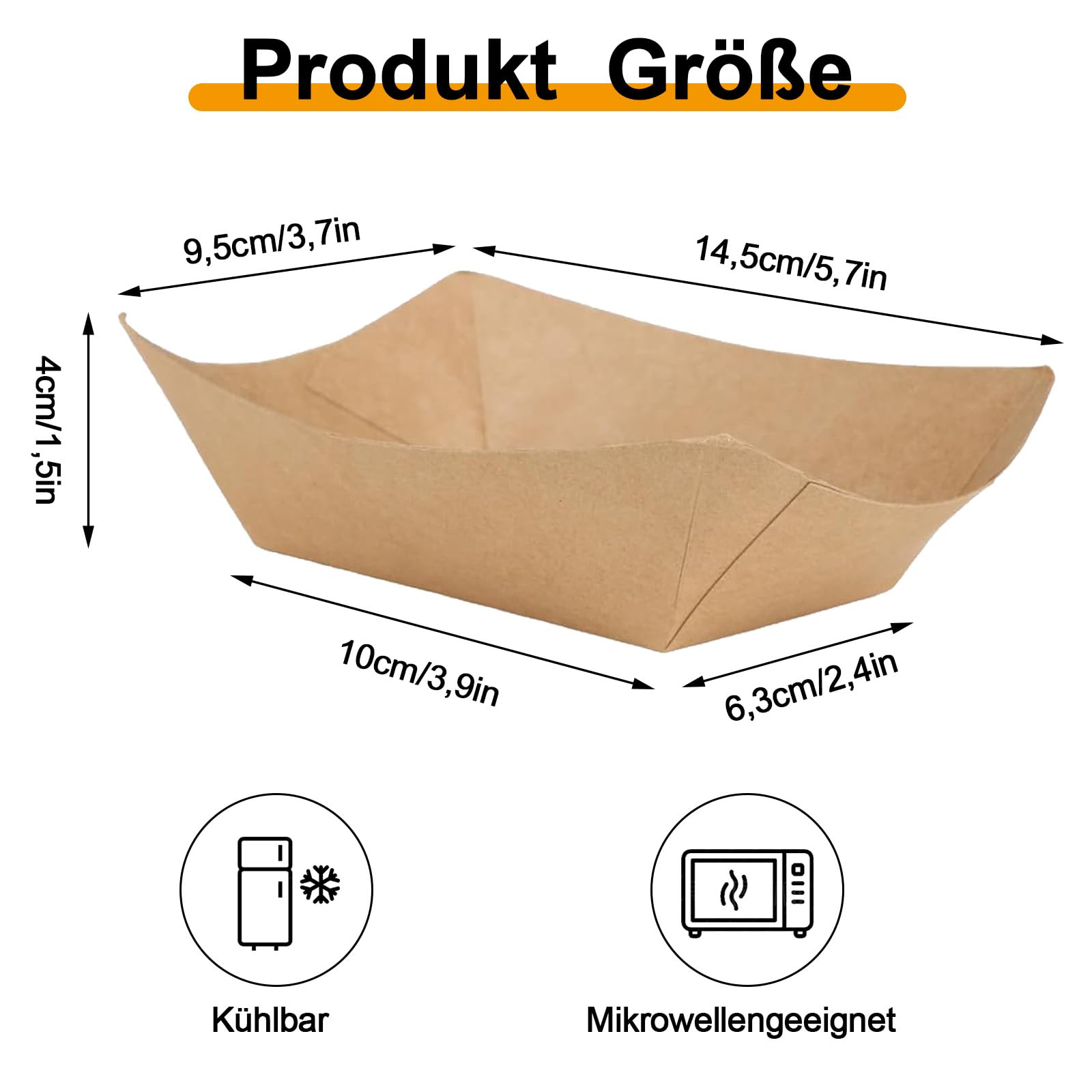 250x Kraftpapier Pappschalen – 16,5x12x2,5 Cm, Fettbeständig, Braun – Für Pommes, Currywurst & Streetfood