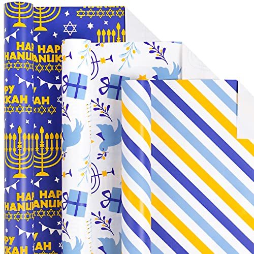 LeZakaa Hanukkah Wrapping Paper Roll Mini Roll