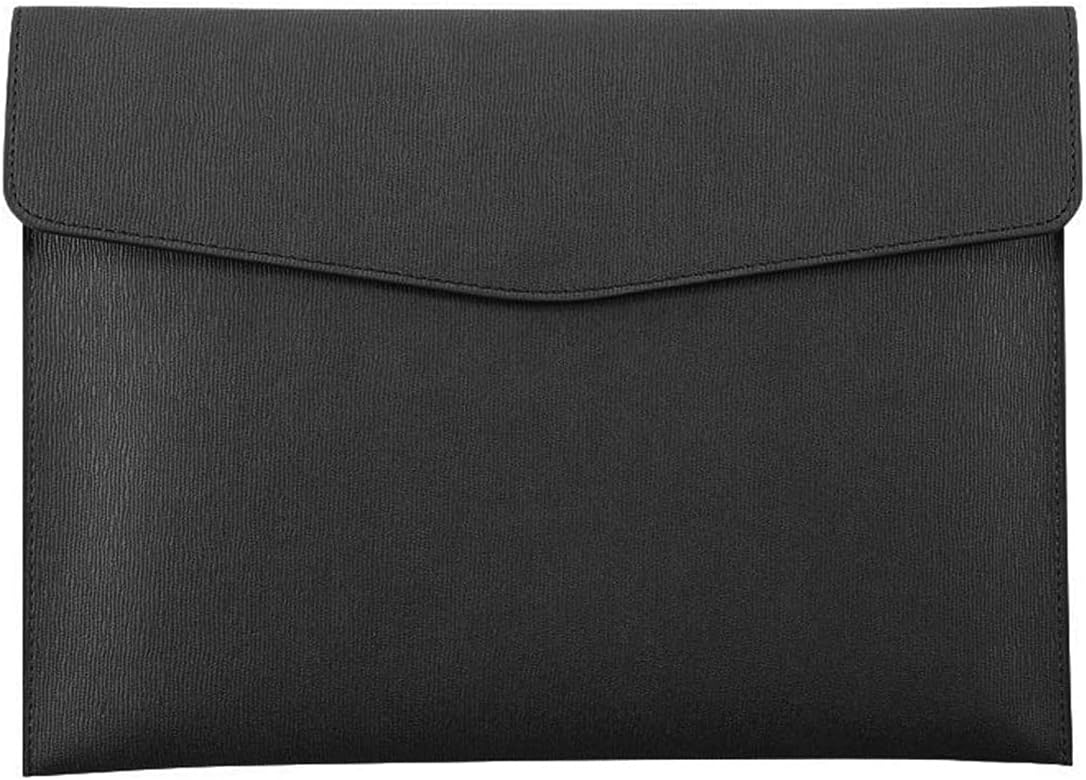 Goodern PU Leather A4 File Folder,Document Holder,Waterproof Portfolio Envelope Folder Case with Snap Closure,PU Leather envelope folder,Pockets File Jacket,Envelope Flat Document Organizer-Black