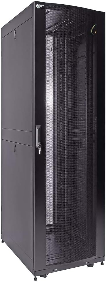 NavePoint 42U Server Cabinet 800mm Deep with Locking Perforated Door and Removable Side Panels - 42U Rack Cabinet with Cable Magement Compatible Top, Black