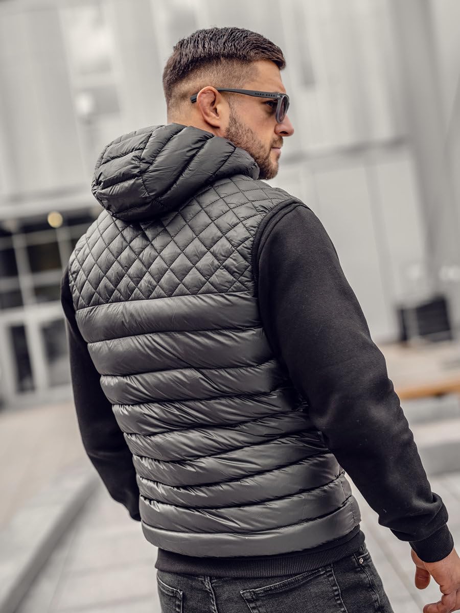 Bolf - Chaleco de transición para hombre, chaqueta con capucha, chaqueta con cierre de cremallera, Zipe Tiempo libre Basic Outdoor Style Mix 1U1