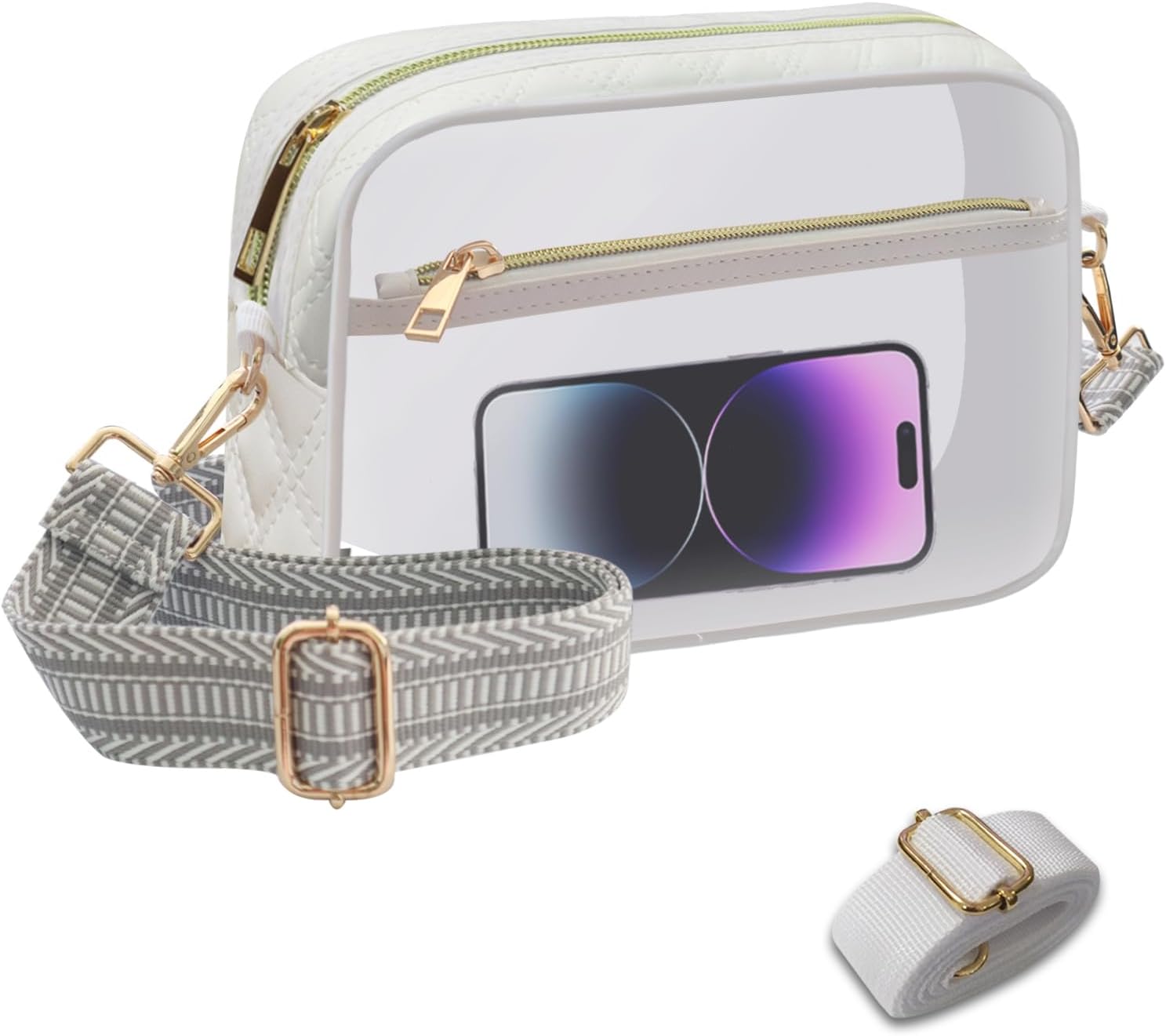 MOVOYEEMOVOYEE Clear Bag Stadium Approved Crossbody Bags Cute Clear Purses for Women Men Concerts Sports Travel Work Shoulder Bag