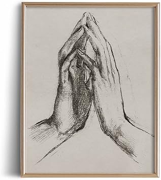 Hand Drawing Etching Rustic Gray Picture - Abstract Namaskar Portrait Print Poster - Vintage Farmhouse Engrave Line Wall Art - Grey Neutral Sketch - Minimalist Mid Century French Country Room Decor
