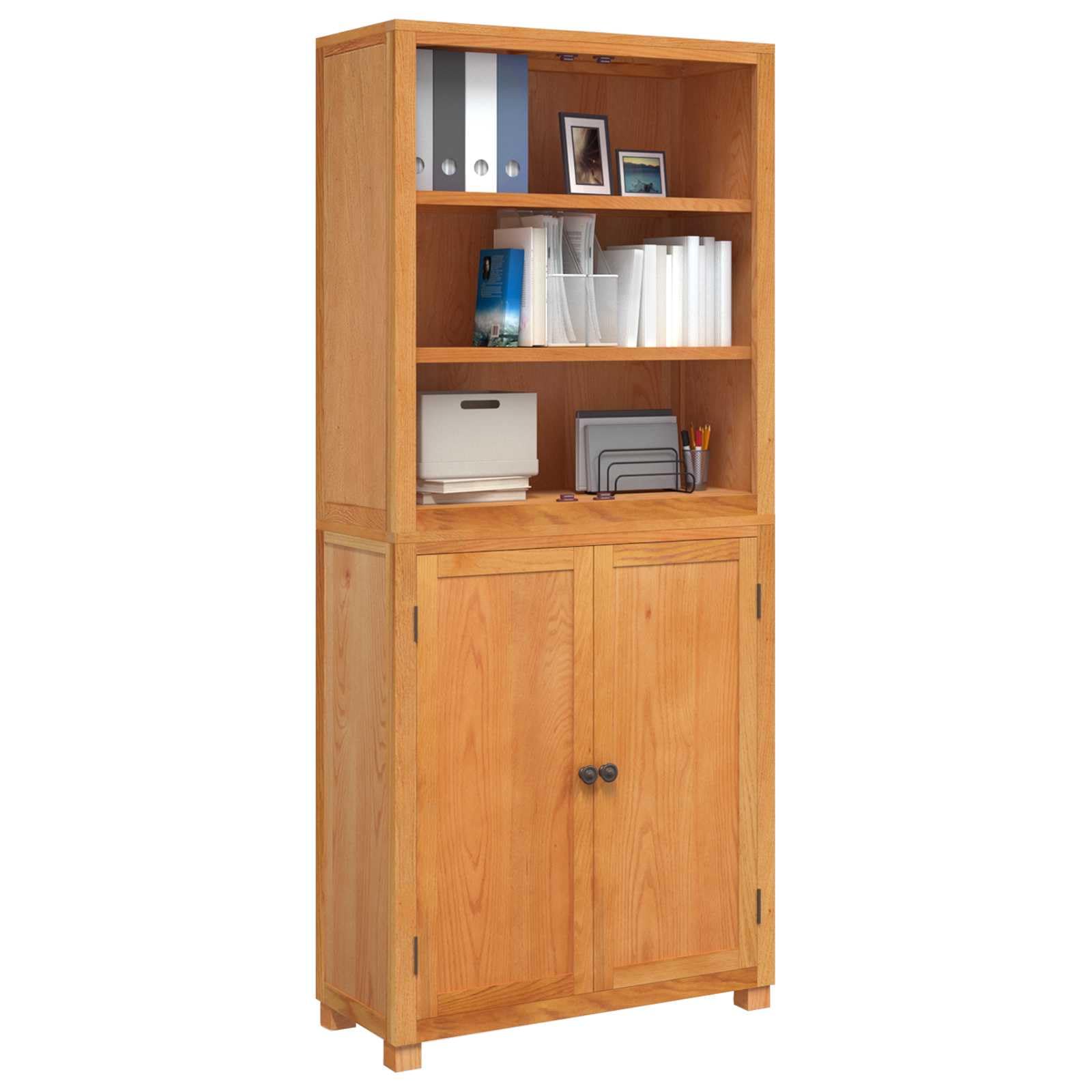 Modernes Aufbewahrungsmöbel-Set mit Tür aus Holzwerkstoff und massiven Eichenbeinen, ideal für Wohnzimmer oder Schlafzimmer, mit Anti-Kipp-Sicherung und viel Stauraum.