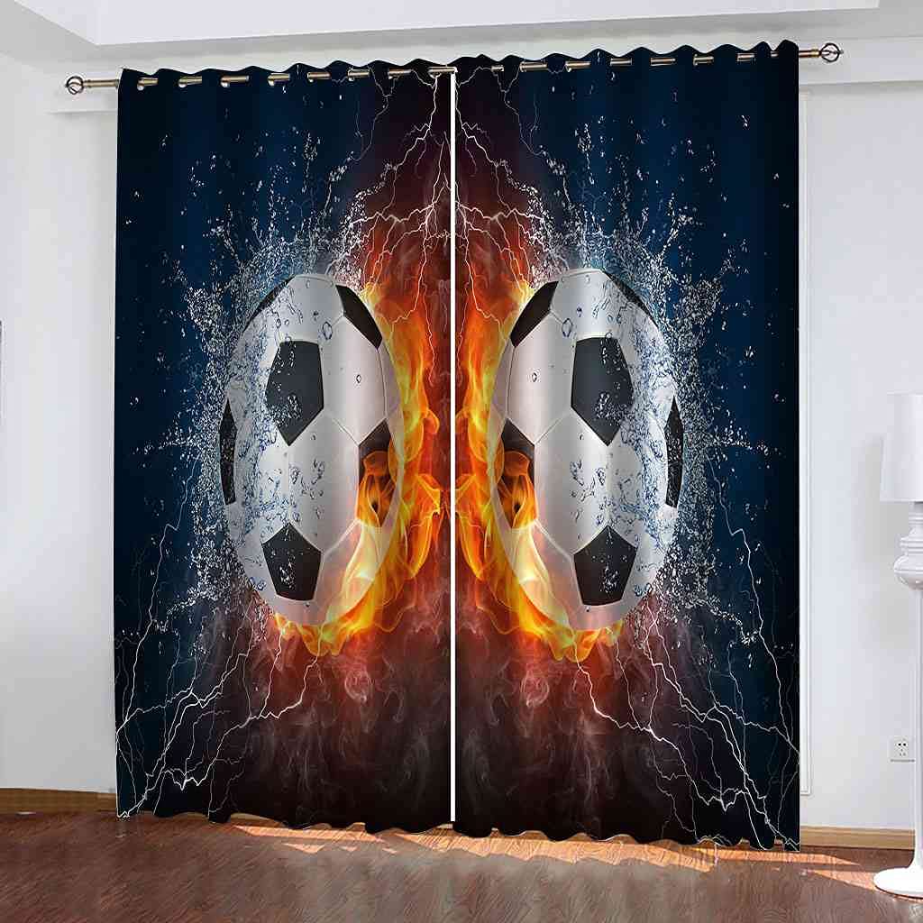 Rideau occultant à oeillets imprimé football 264x160 cm isolant