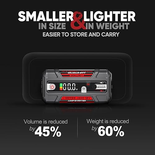 Miniatura 2 de LOKITHOR J400 Arrancador portátil de 2000 A, batería de litio de 12 V con tecnología ConnectMax, pantalla digital inteligente, caja de salto de
