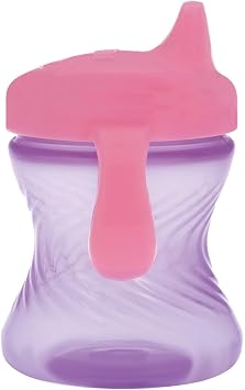 Nuby 2-Handle No-Spill Hard Spout Sippy Cup with Easy Grip - (3-Pack) 7 oz - Baby Sippy Cup with Controlled Sipping for 6+ Months - Pink/Purple/Green