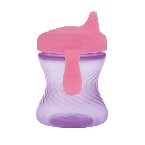 Miniatura 6 de Nuby Vaso para beber con boquilla dura sin derrames, de 2 asas con fácil agarre, paquete de 3, 7 onzas, taza para beber para bebé con sorbo