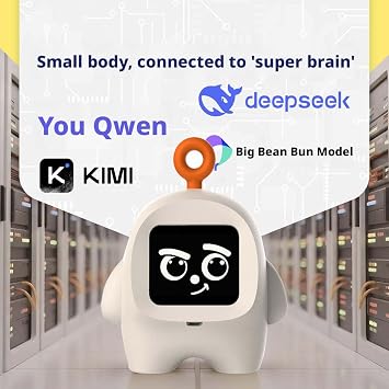 AI Desktop Companion Robot with Chat, Translation & Alarm Clock, Smart Interactive Pet with Emotional Expressions, Voice Assistant & Learning Features, Cute Desk Gadget (White)