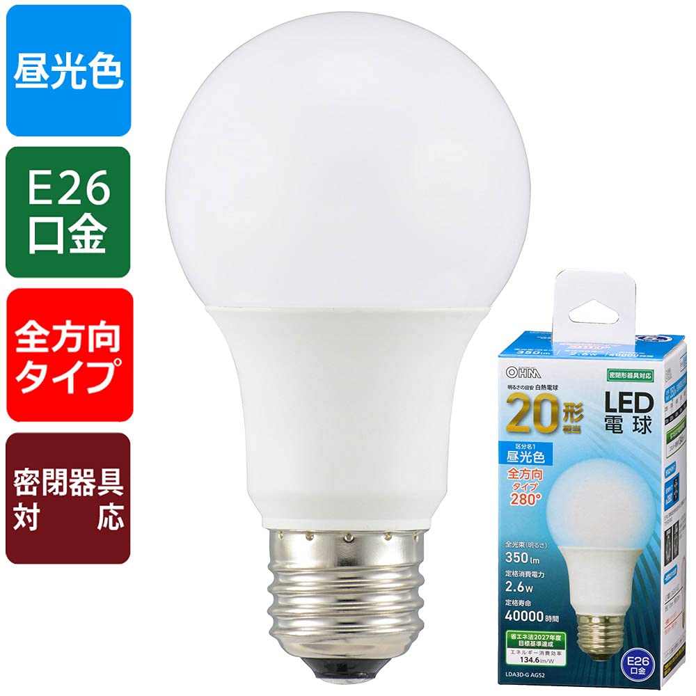 オーム電気　LED電球 Amazon | オーム(OHM) LED電球 E26 40形相当 人感・明暗センサー