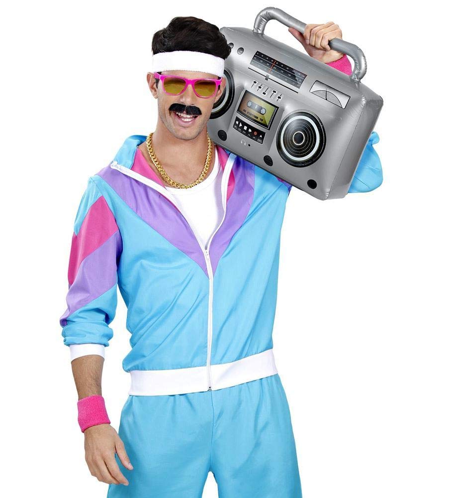 W WIDMANN MILANO Party Fashion – nadmuchiwane radio, ok. 50 cm, akcesoria do kostiumów z lat 80. i 90., dekoracje imprezowe